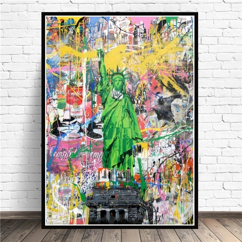

Abstract Statue of Liberty Street Wall Art Canvas Posters And Prints Graffiti Pop Art Canvas Pictures for Home Decoration