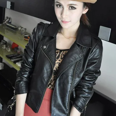 

Spring Free Shipping Short Women's Pu Motorcycle Jacket Outerwear Small Leather Clothing / Xs-xl