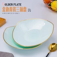 jingdezhen ceramic tableware special shaped deep plate celadon bone china creative phnom penh dish salad triangle plate