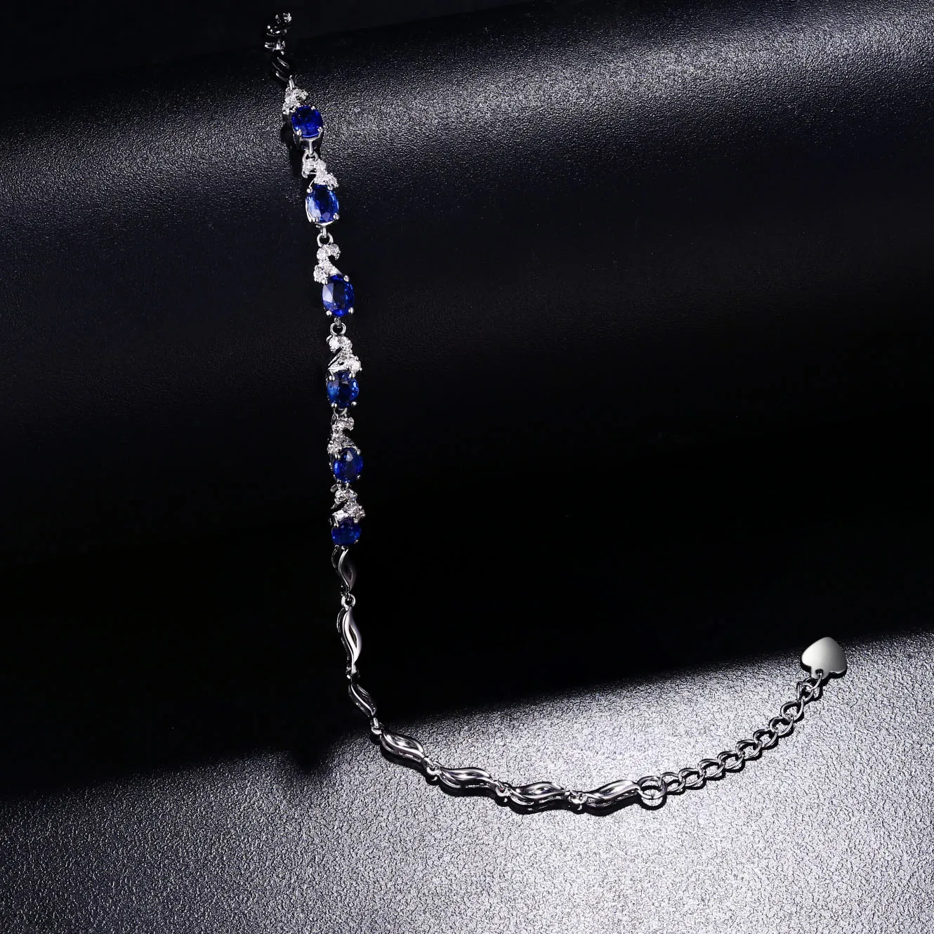 Женский браслет с натуральным сапфиром MAQ тонкий однотонный Браслет из чистого