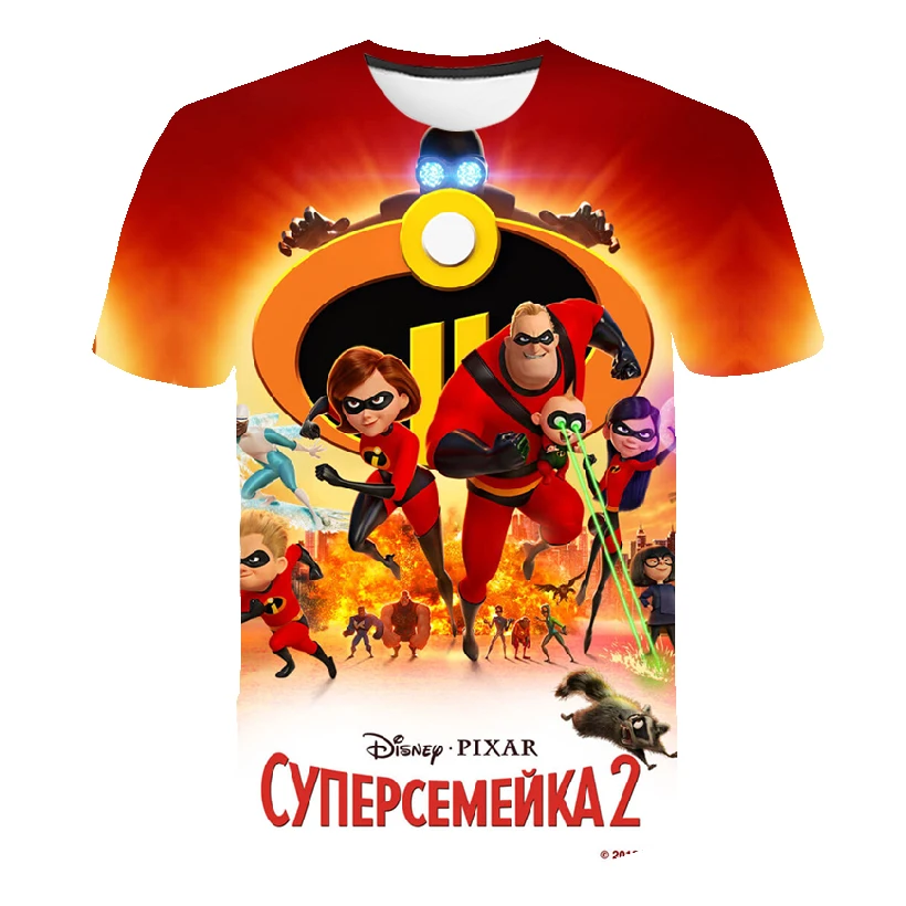 Футболка детская с принтом героев фильмов свободная рубашка коротким рукавом и