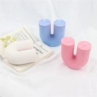 ins striped silicone u shaped scented candle mold diy gypsum cement cylindrical candle soap mold cake mold