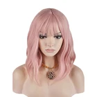 HAIRJOY женский парик из синтетических волос средней длины, розовый кудрявый аккуратный парик с челкой, бесплатная доставка
