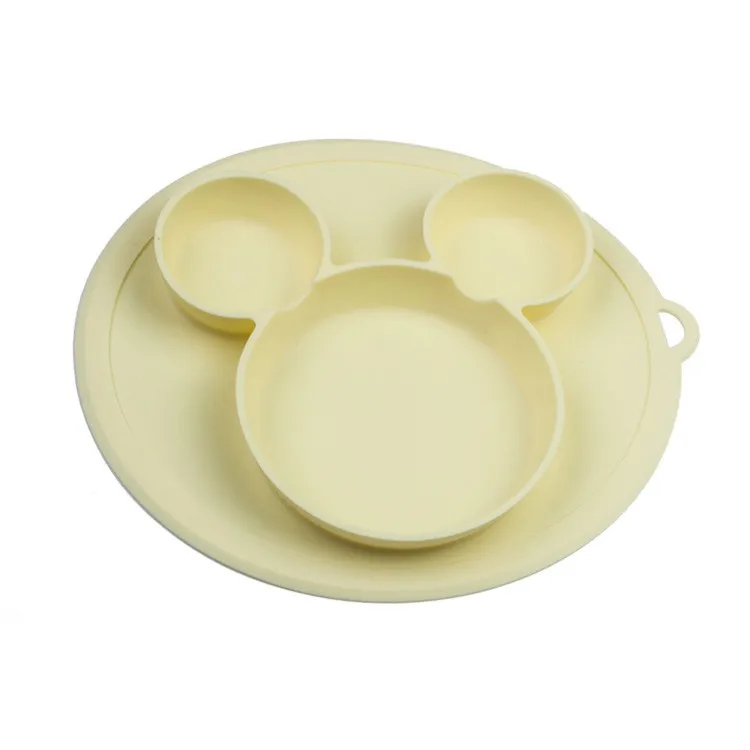 Bowl Beige Детская силиконовая тарелка, Набор чашек с нагрудниками, Детская силиконовая миска на присоске, водонепроницаемые мягкие Слюнявчики, Детские разделители, Детская тарелка - Цвет: Bowl Beige