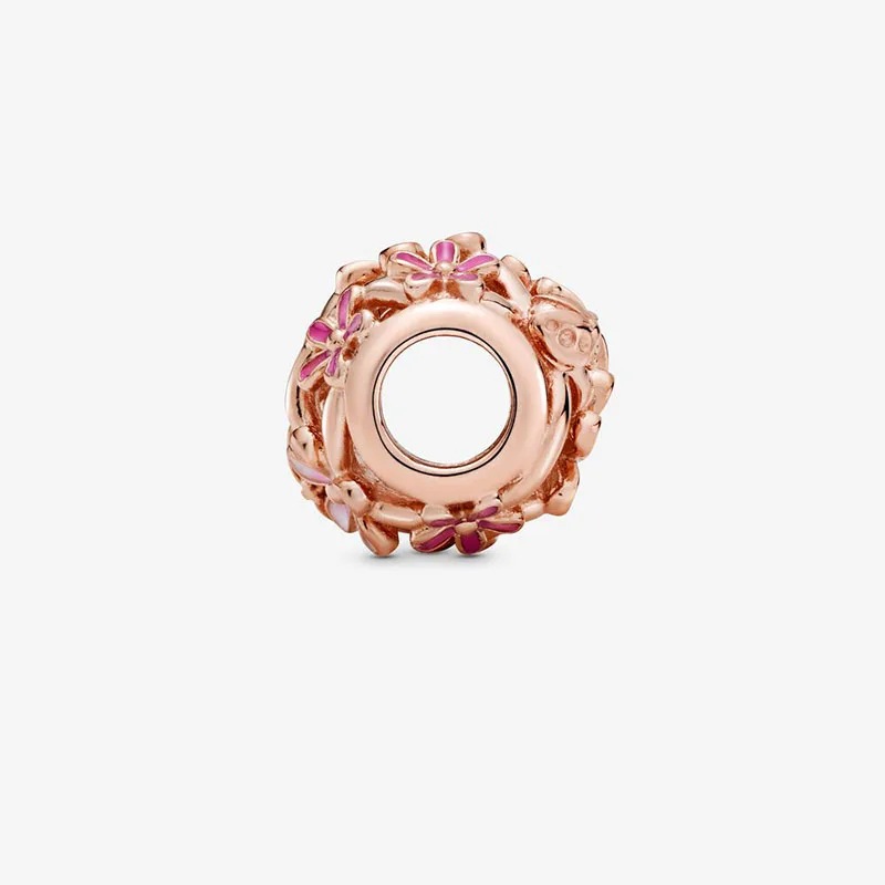 

2020 Spring New 925 Sterling Silver Beads Openwork Pink Daisy Flower Charms fit Original Pandora Bracelets Women DIY Jewelry
