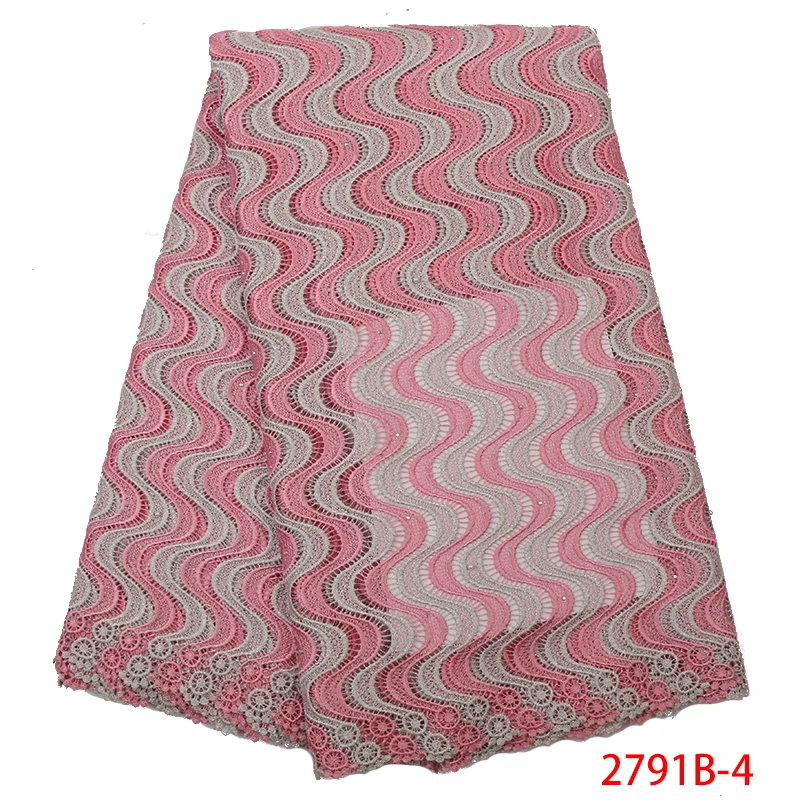 

2019 Latest African Guipure and Cord Lace,High Quality Nigerian Mesh Lace with Stones,Water Soluble Chemical Lace Fabric KS2791B