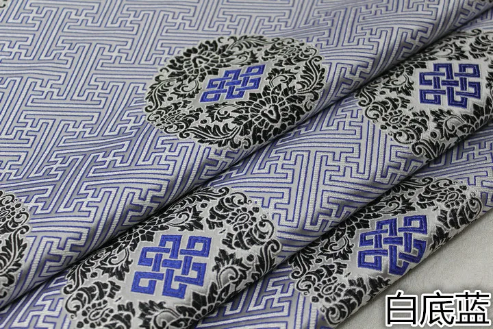 Blue and White Китайский стиль Тан костюм монгольский Тибетский халат шелковый атлас Dmask материал для обивки подушки ткань для поделок из жаккардовой парчи - Цвет: Blue and White