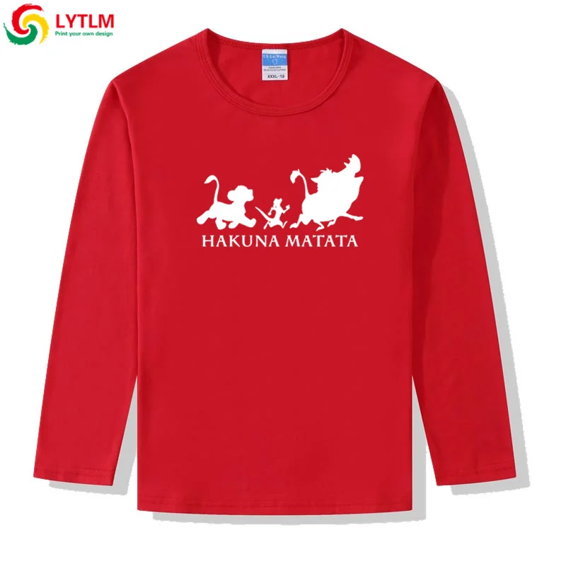LYTLM Hakuna Matata/футболка Roi Lion/футболки для мальчиков, детские футболки реглан для маленьких девочек, Детская футболка с длинными рукавами с изображением короля льва для мальчиков - Цвет: CX LYCRA Red