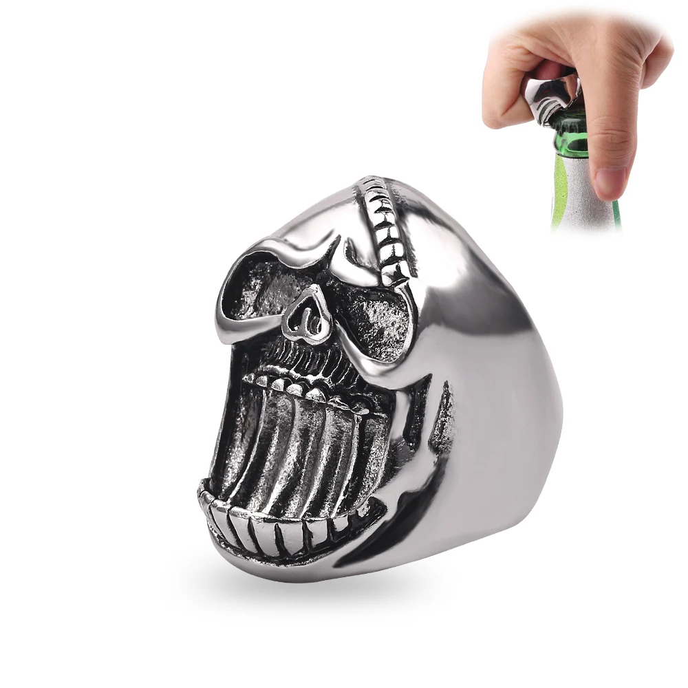 bottle opener Панк масонское кольцо для мужчин, античное серебро, мастер, печатка, кольцо для мужчин, Панк масонское ювелирное изделие, ювелирные изделия на палец - Цвет основного камня: bottle opener