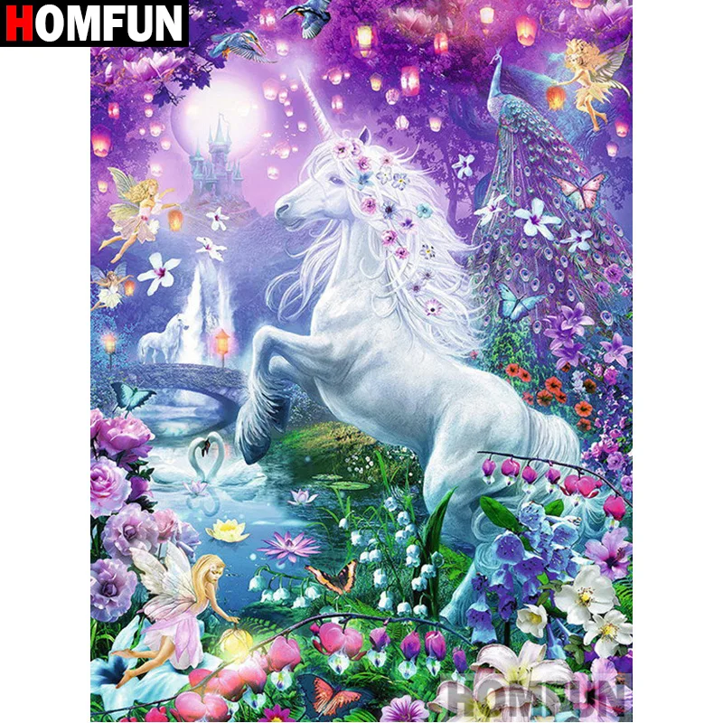 HOMFUN Diamond Painting "Cartoon unicorn" DIY 5D Diamond Embroidery Sale Full Set Rhinestone Cross Stitch Home Decor A27549