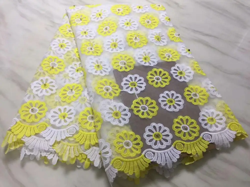 Новейшая ярко-синяя африканская кружевная ткань из бисера 2019 Высококачественная