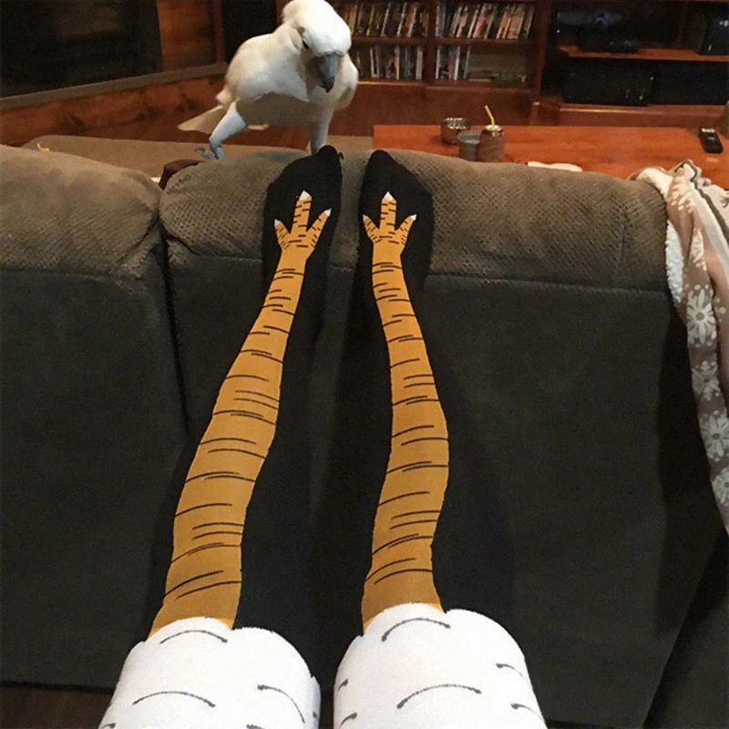 Men Funny 3D Chicken Socks Print Cartoon Cosplay High flexibility Thigh High Sock Cotton Fashion Thin Toe Feet
