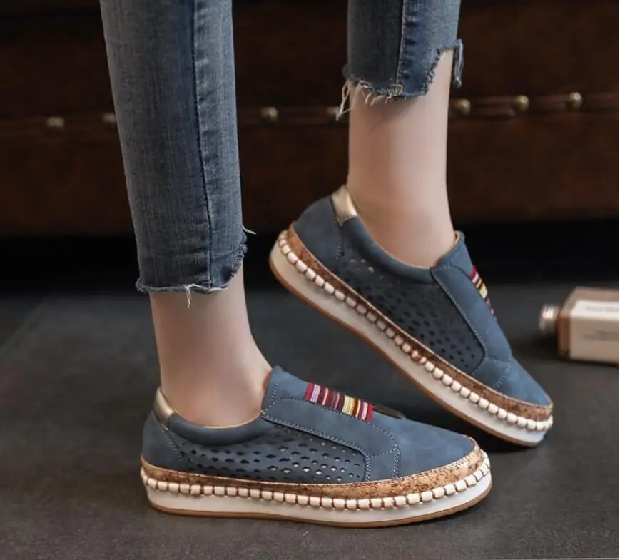 Sneakers Women Shoes Slip On Hollow Out Women's Flats Ladies Loafers Casual Woman Vulcanized new Shoes Sewing Female Fashion