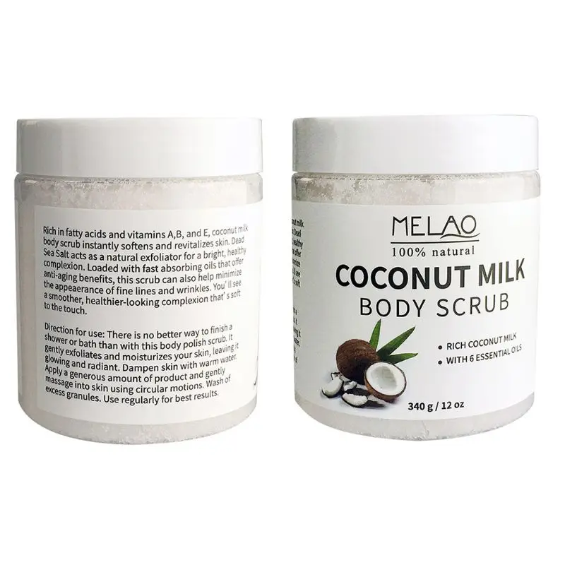 

Coconut Milk Essential Oil Body Face Scrub Exfoliating Blackheads Sea Salt Natur 667D
