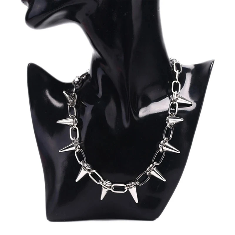 

New Rivet Punk Gothic Handmade CCB Material Necklace Rivet Rock And Roll Gothic Necklace Jewelry Gift