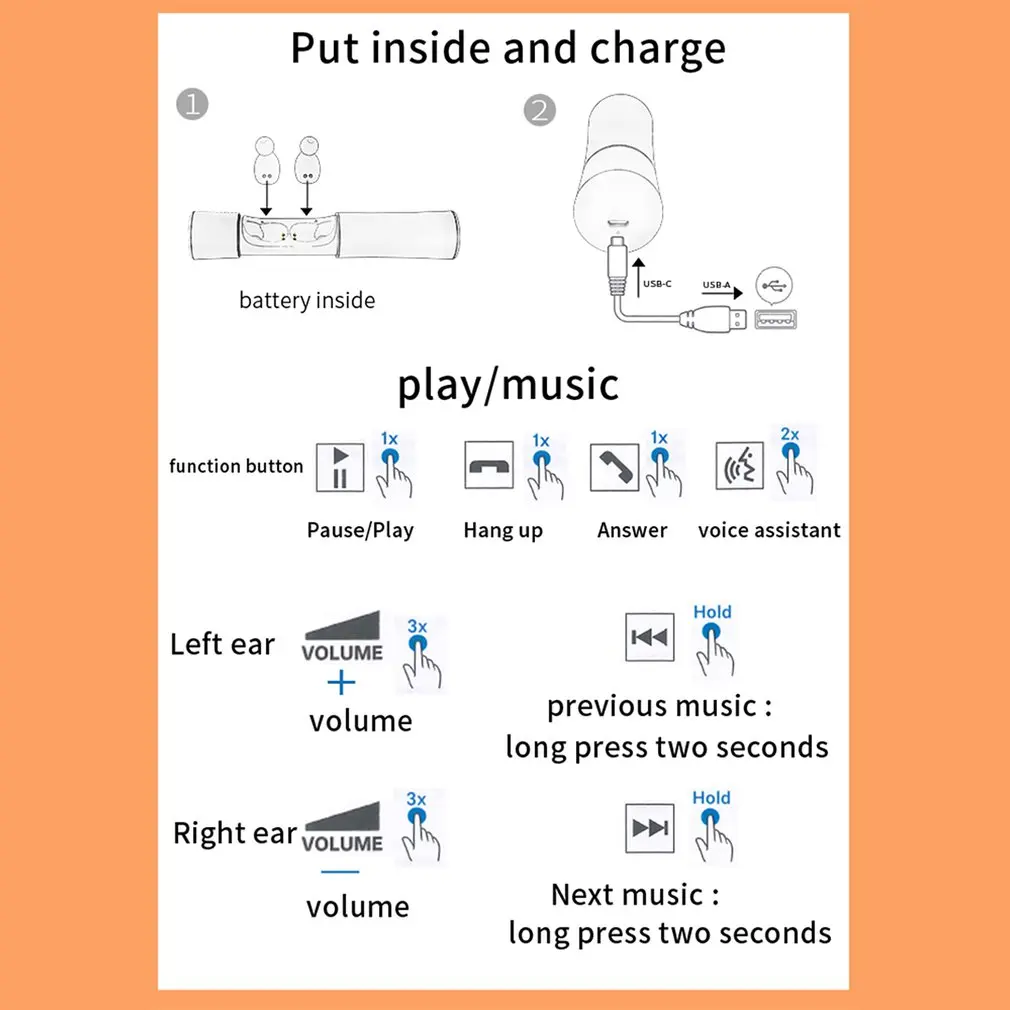 TW20 Wireless Earphone With Charging Station Bluetooth 5.0 Stereo Bass In-Ear Headset Sports Earphones | Электроника