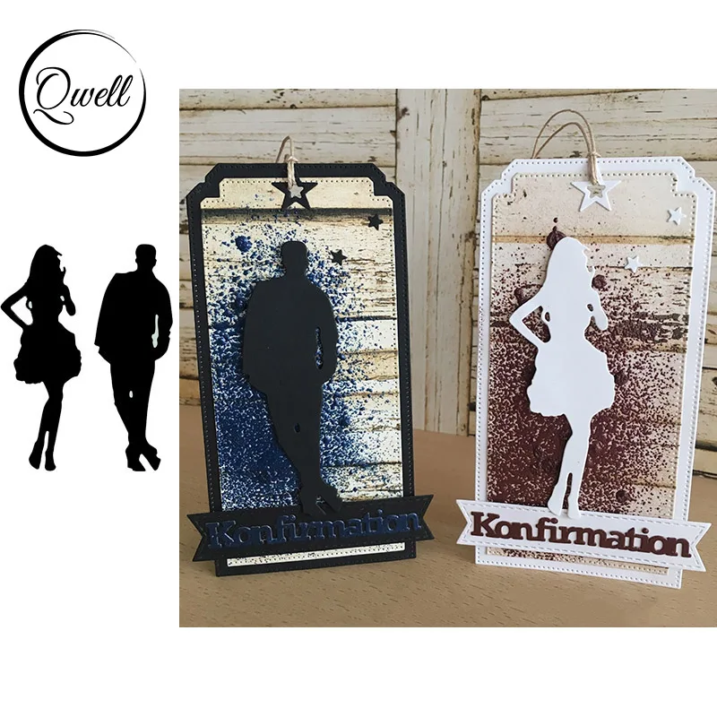 QWELL мужские и женские металлические режущие штампы для скрапбукинга