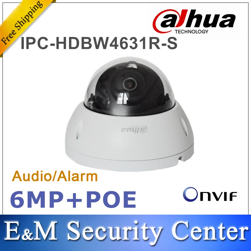 Оригинал dahua IPC HDBW4631R S 6MP IP купольная Камера IK10 IP67 Встроенный ИК камера POE SD слот