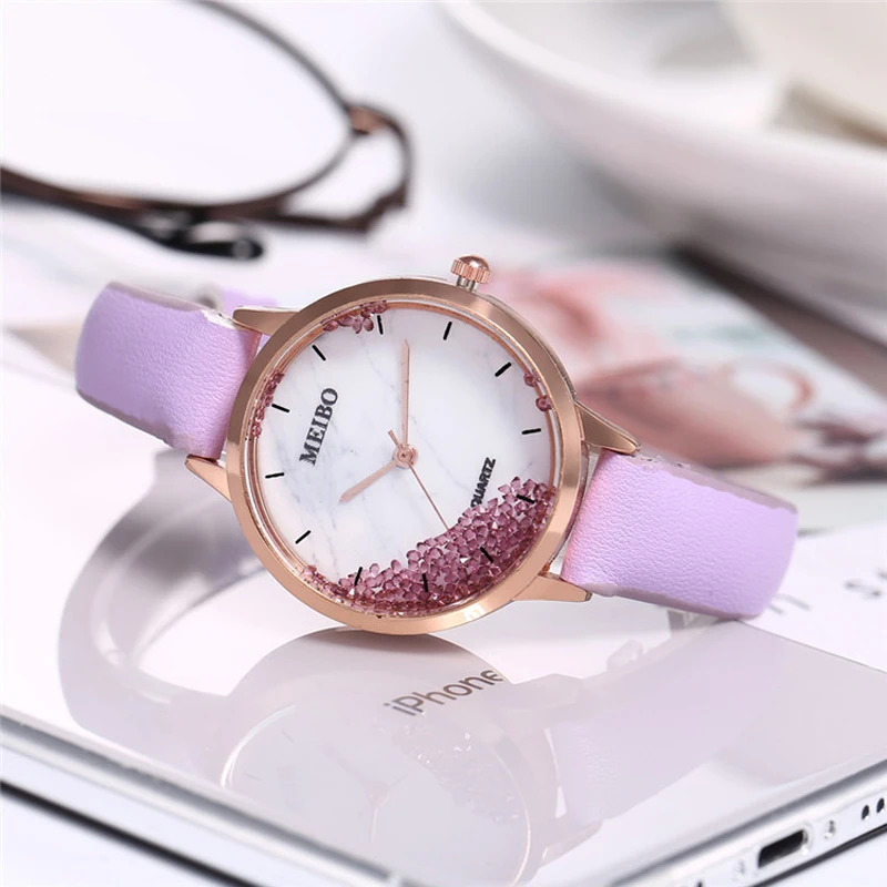 Очаровательные женские часы изысканные высококачественные наручные с кожаным