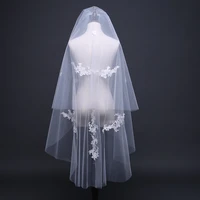 women hair accessories tulle wedding bridal hairwear cut edge appliqued veils in stock