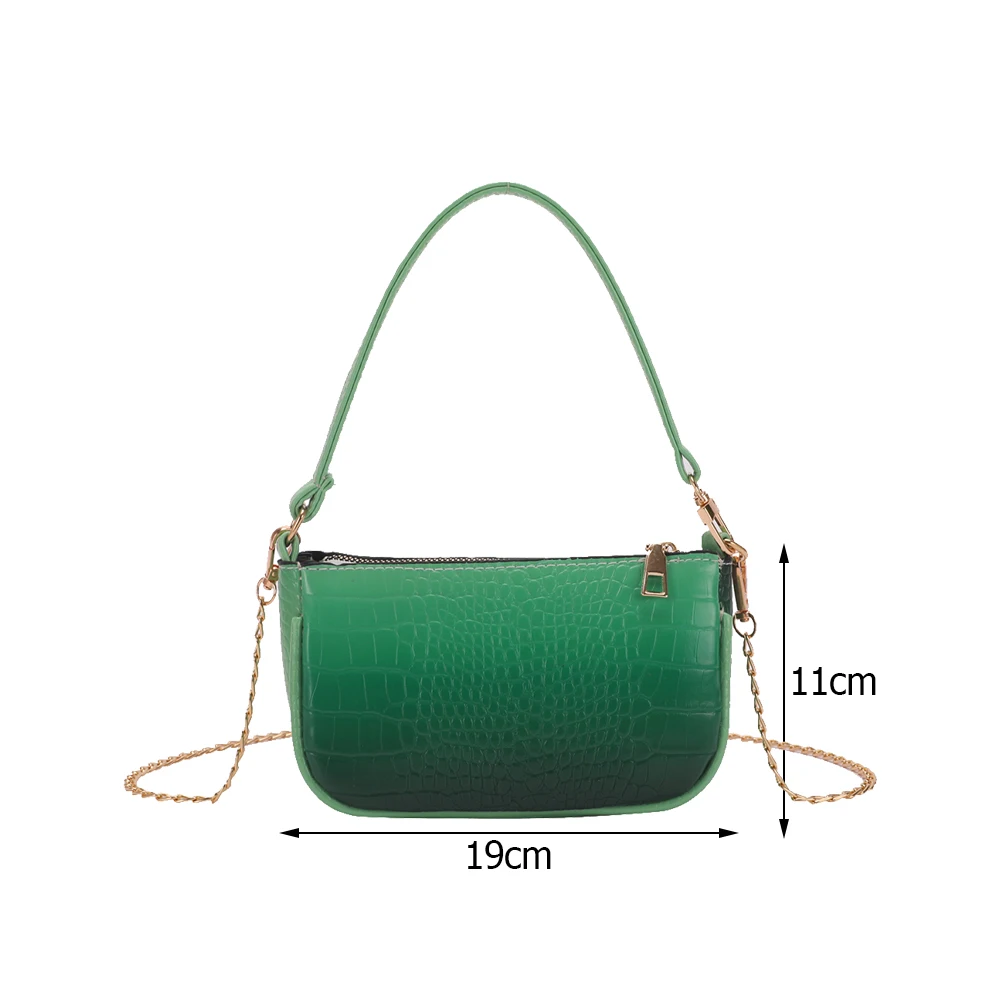 

Fashion Women Alligator Pattern PU Leather Gradient Color Underarm Shoulder Crossbody Messenger Bag Vintage Ladies Chain Handbag