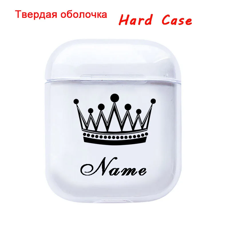 style9 Для airpod чехол на заказ с именем и узором Прозрачный жесткий пластиковый милый чехол для Air Pods DIY Индивидуальные буквы и узоры - Цвет: style9