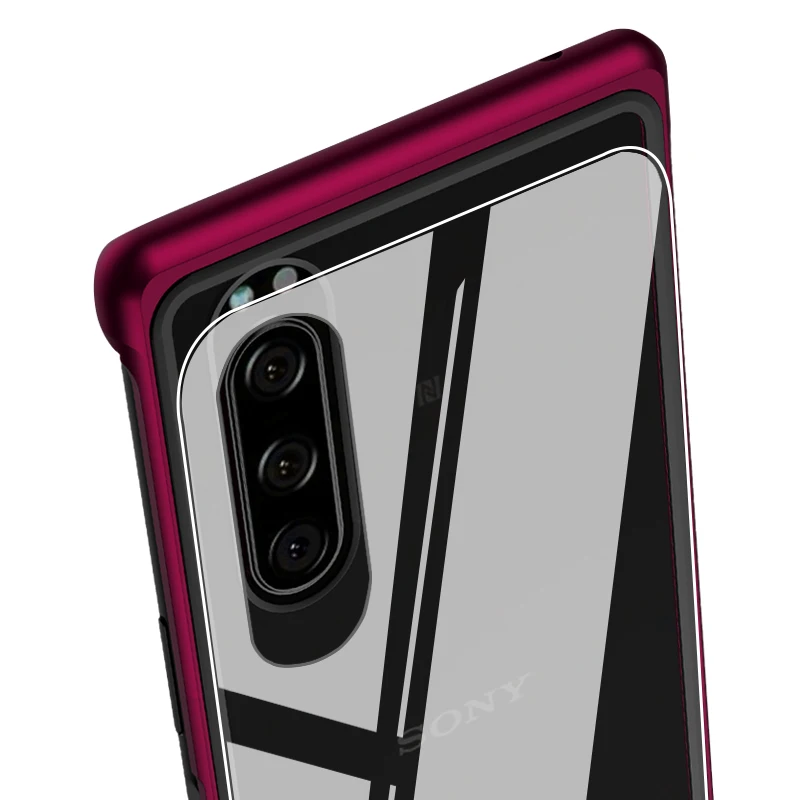 

R-Just Luxury Tempered Glass Back Case Aluminum Metal Cover For Sony Xperia 5