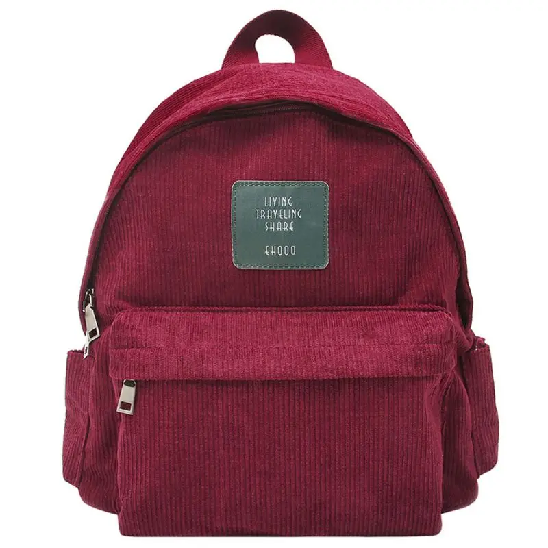 

Corduroy School Bag Backpack,Women Solid Color Corduroy Backpack Small Daypack Shoulders Bag Schoolbag Handbag for Teenage Girls