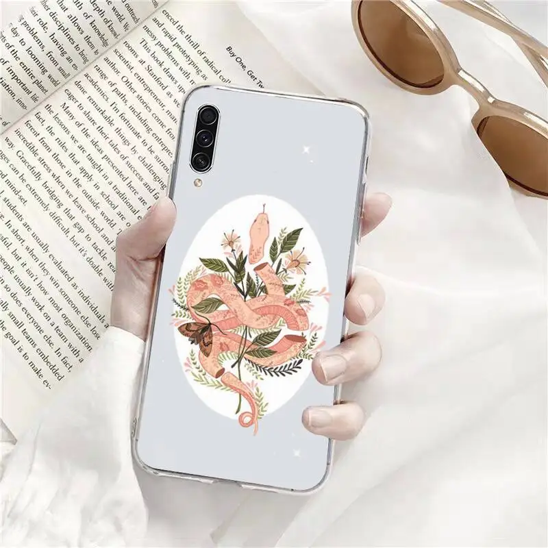 

Snake Flower Painting Phone Cases Transparent for Samsung s9 s10 s20 Huawei honor P20 P30 P40 xiaomi note mi 8 9 pro lite plus