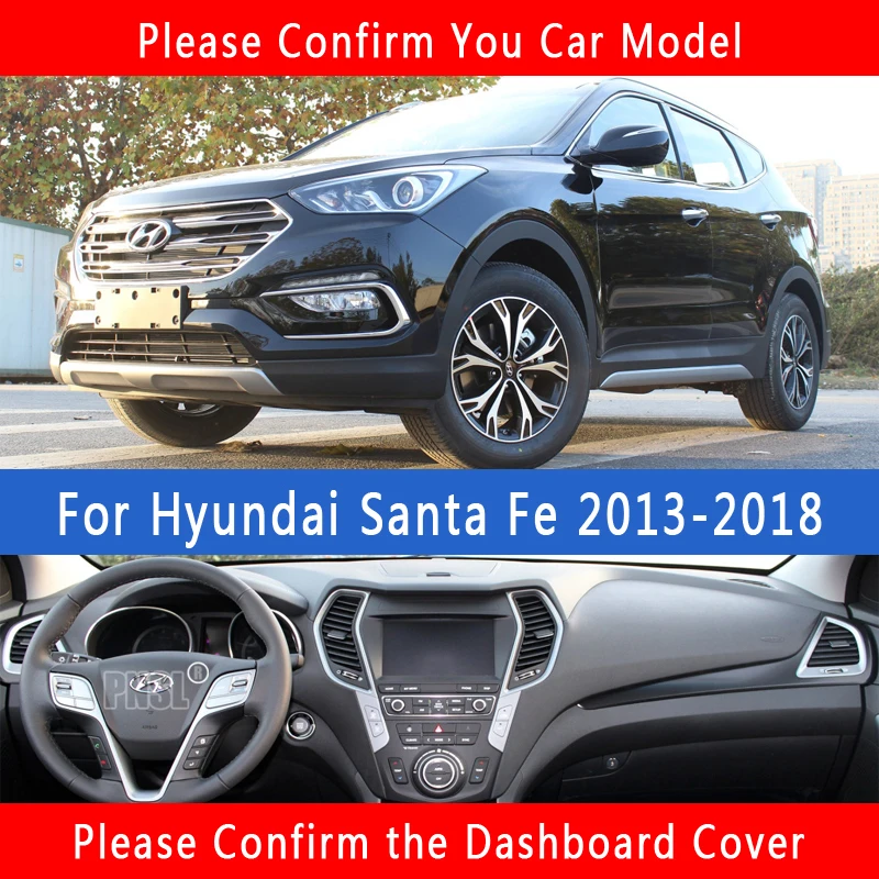 PNSL коврик для приборной панели автомобиля Hyundai Santa Fe 2013 2014 2015 2016 2017 2018 нескользящий
