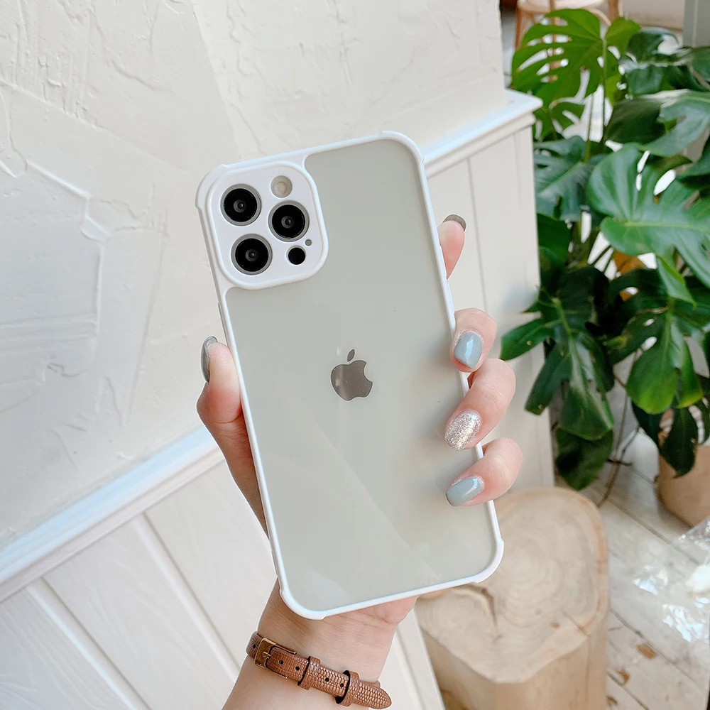 

Candy Color Transparent Shockproof Phone Case For iPhone 12 Mini 11 Pro XR XS Max X 7 8 Plus SE2020 Camera Protection Soft Cover