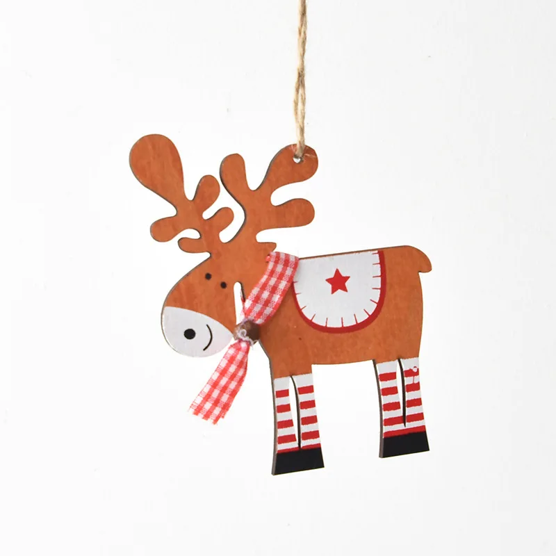 Wood Painted Elk Car Pendant Christmas Decoration Auto Hanging Ornaments Rearview Mirror Wooden Interior Accessories | Автомобили и