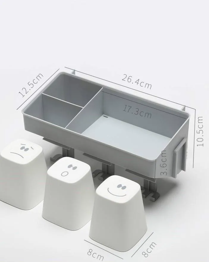 

Toothbrush Holder In Toilet, Wall Mounted, Non Perforated, Multi-functional Mouthwash Holder Set, Toothbrush Cup