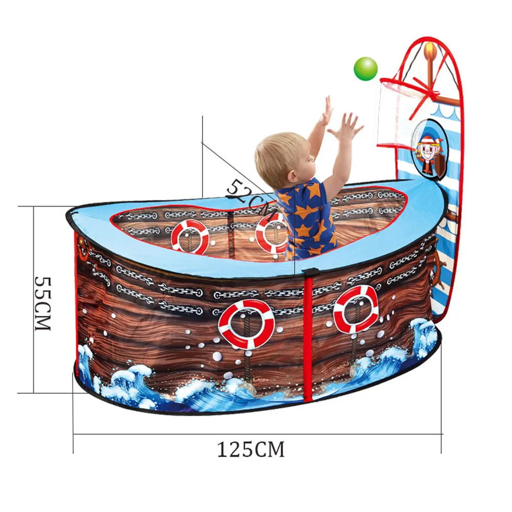 

Baby Pirate Ship Tent Kids Ball Pits Portable Pool Foldable Play House Infant Pool Balls With Basket Outdoor Toy For Children