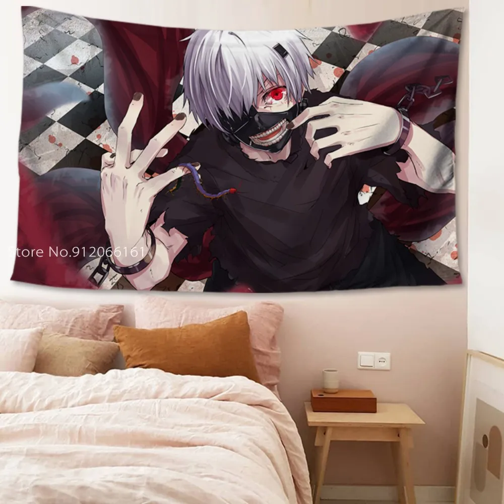 

Tapisserie Anime Towel Tokyo Ghoul Tapiz Tapestry Wall Decor Hide DIY Print on Demand 3D Printed Cloth Carpet Wall Covering