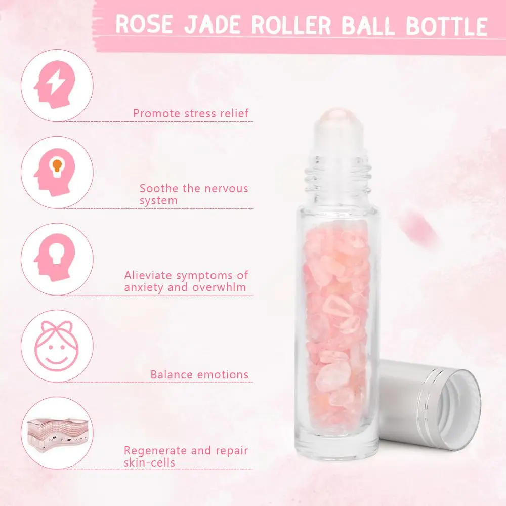 Электрический розовый КВАРЦЕВЫЙ роликовый вибрирующий нефритовый массажер для