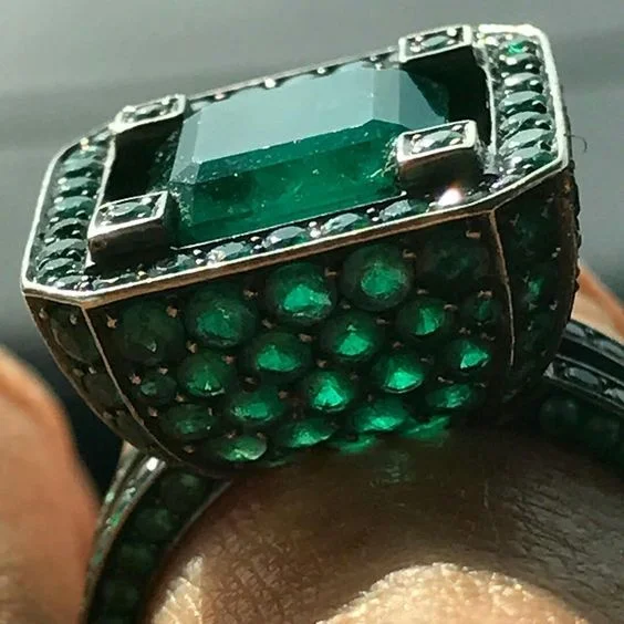 

Женское кольцо из серебра 925 пробы, роскошное элегантное ювелирное изделие с натуральным изумрудом 13,25 карата, свадебное обручальное вечерн...