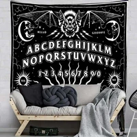 black ouija tapestry wall hanging bat moon night sky mandala fabric divination art vintage gothic home decor psychedelic carpet