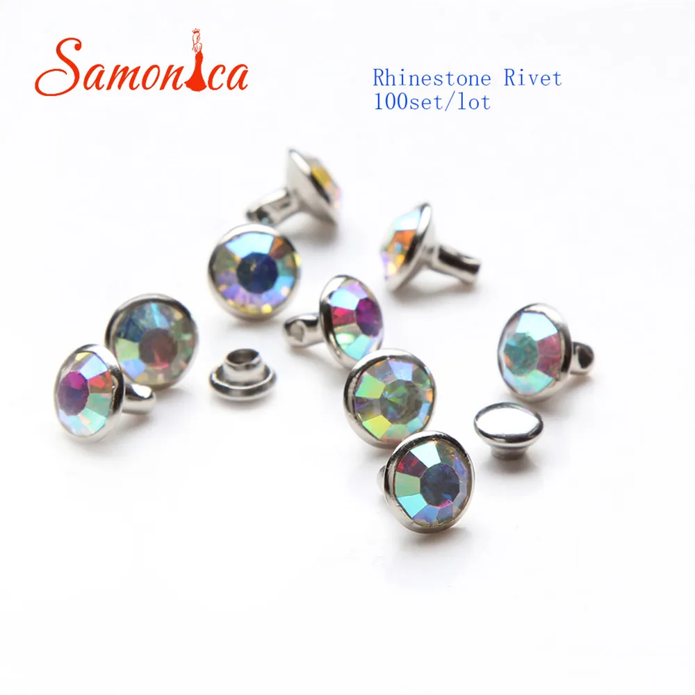 Заказ на заказ 1400 набор 8 мм Кристальные Стразы металлические заклепки Шпильки