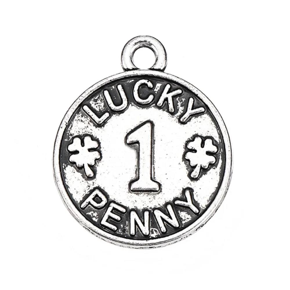 Фото Skyrim Высокое качество 10 шт./лот Lucky Penny номер 1 круг Шарм для DIY браслет и ожерелье