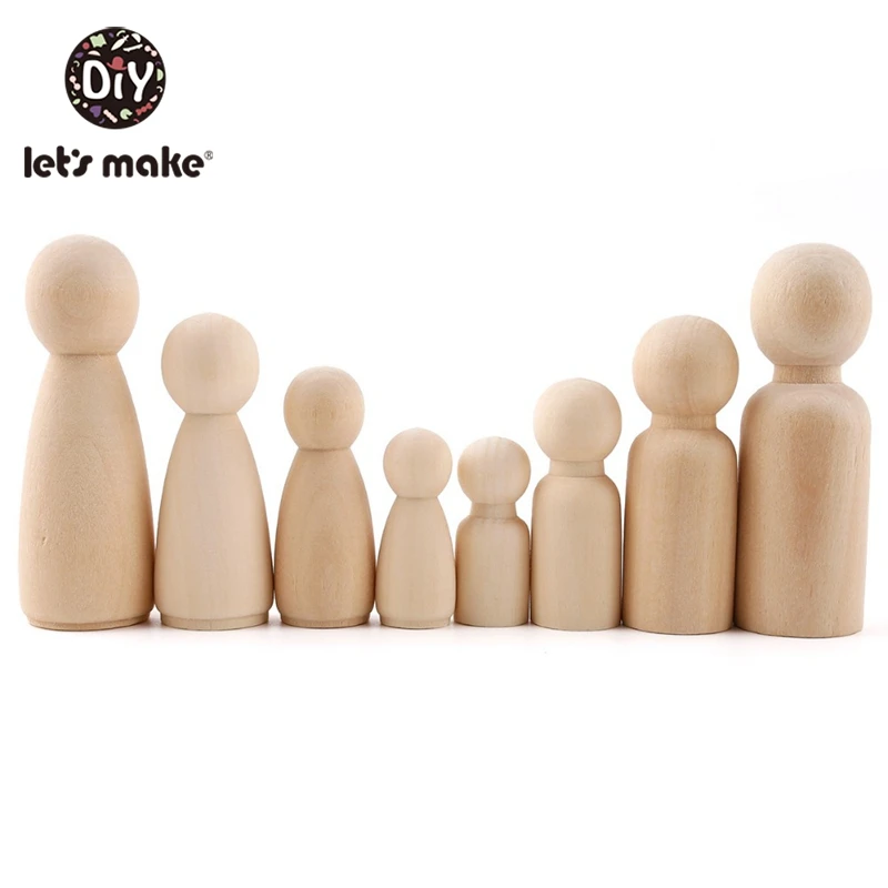 Деревянные окрашенные колышки для кукол клен ручной работы необработанные