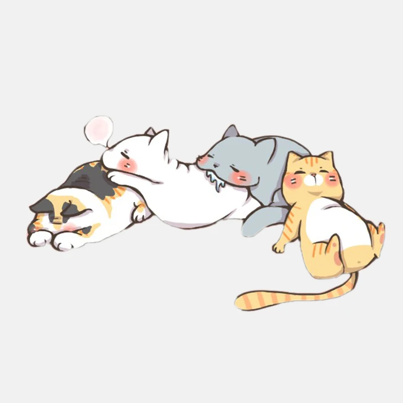 

Interesting Four Sleepy Cats Car Sticker Accessories KK Vinyl PVC 15cm*8cm Motorcycle Laptop Decal
