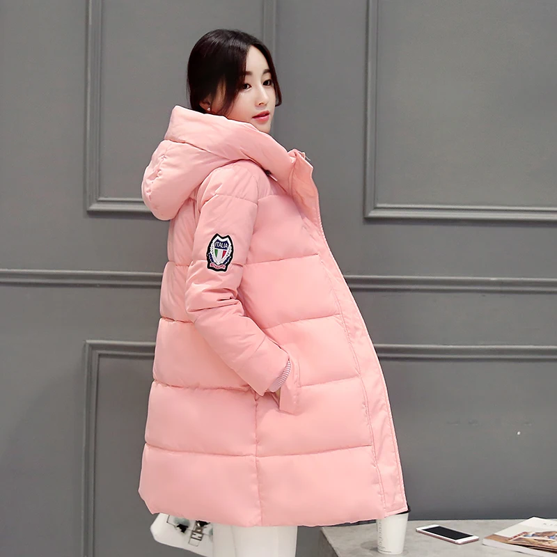 Женская куртка с капюшоном Orwindny красная длинная приталенная парка из хлопка для