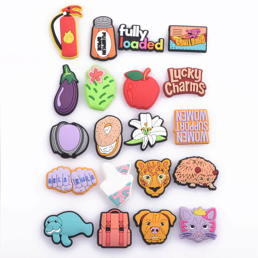 2021 Cute Animal Croc Shoes Charms Girl Boys Fruits Gift Shoe Charm Accessories Kid's Apple Toys Decoration Lovely Dogs Cats 