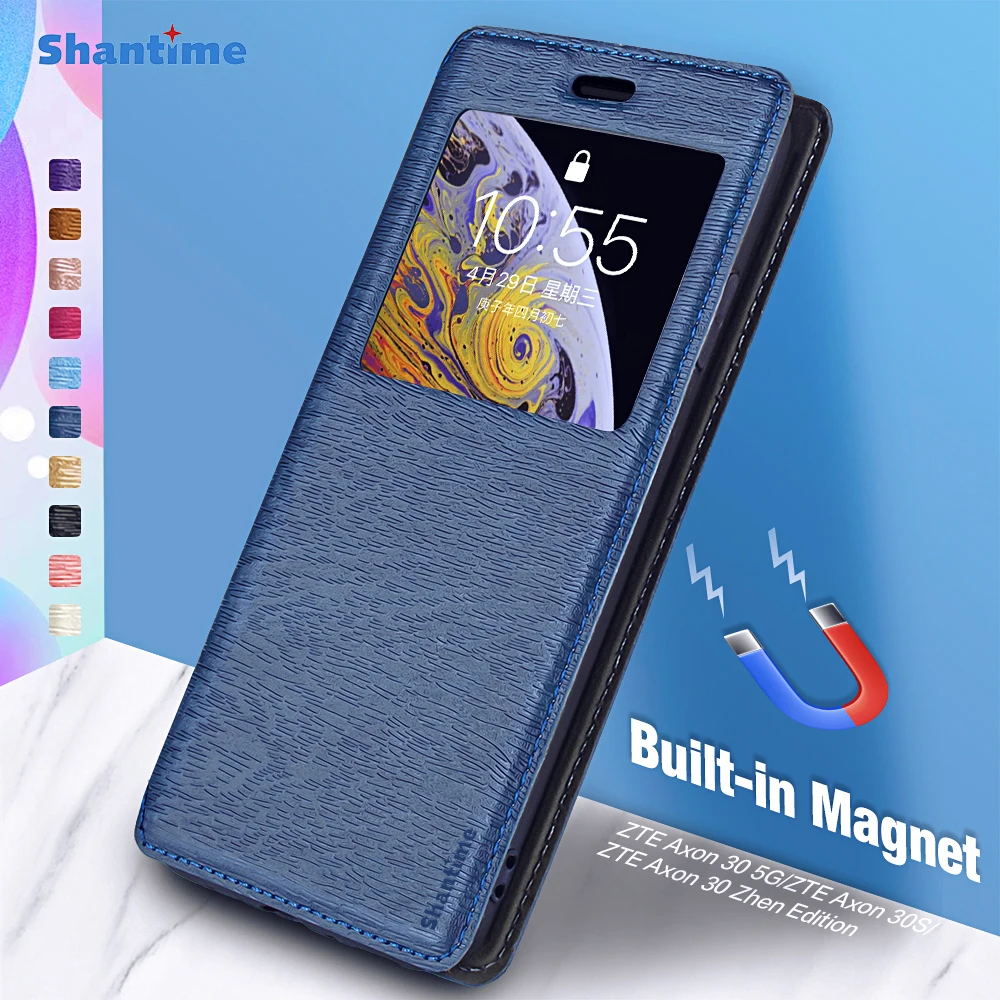 

For ZTE Axon 30 5G Case For ZTE Axon 30S ZTE Axon 30 Zhen Edition View Window Cover Invisible Magnet and Card Slot and Stand