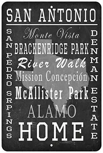 

San Antonio Tx Landmarks Aluminum Sign Metal Sign Wall Poster Plaque for Home Kitchen Bar Coffee Shop 12x8 Inch