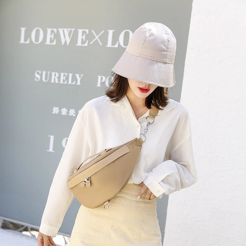 Летняя Повседневная сумка из ткани Оксфорд однотонная с полумесяцем