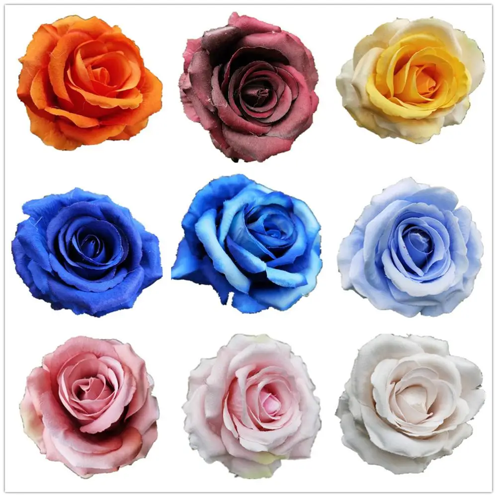Rosas artificiales de terciopelo de 30 piezas, cabezas de flores falsas de 9cm