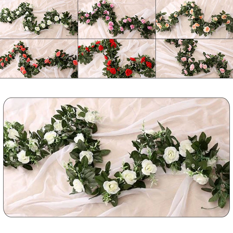 

1pc Artificial Flower Silk Rose Leaf Garland Vine Ivy Wedding Party Floral Decor
