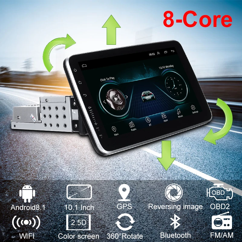 10 1 дюймов Android 8 Автомобильный GPS навигатор WIFI + 16G цветной экран Стерео Радио